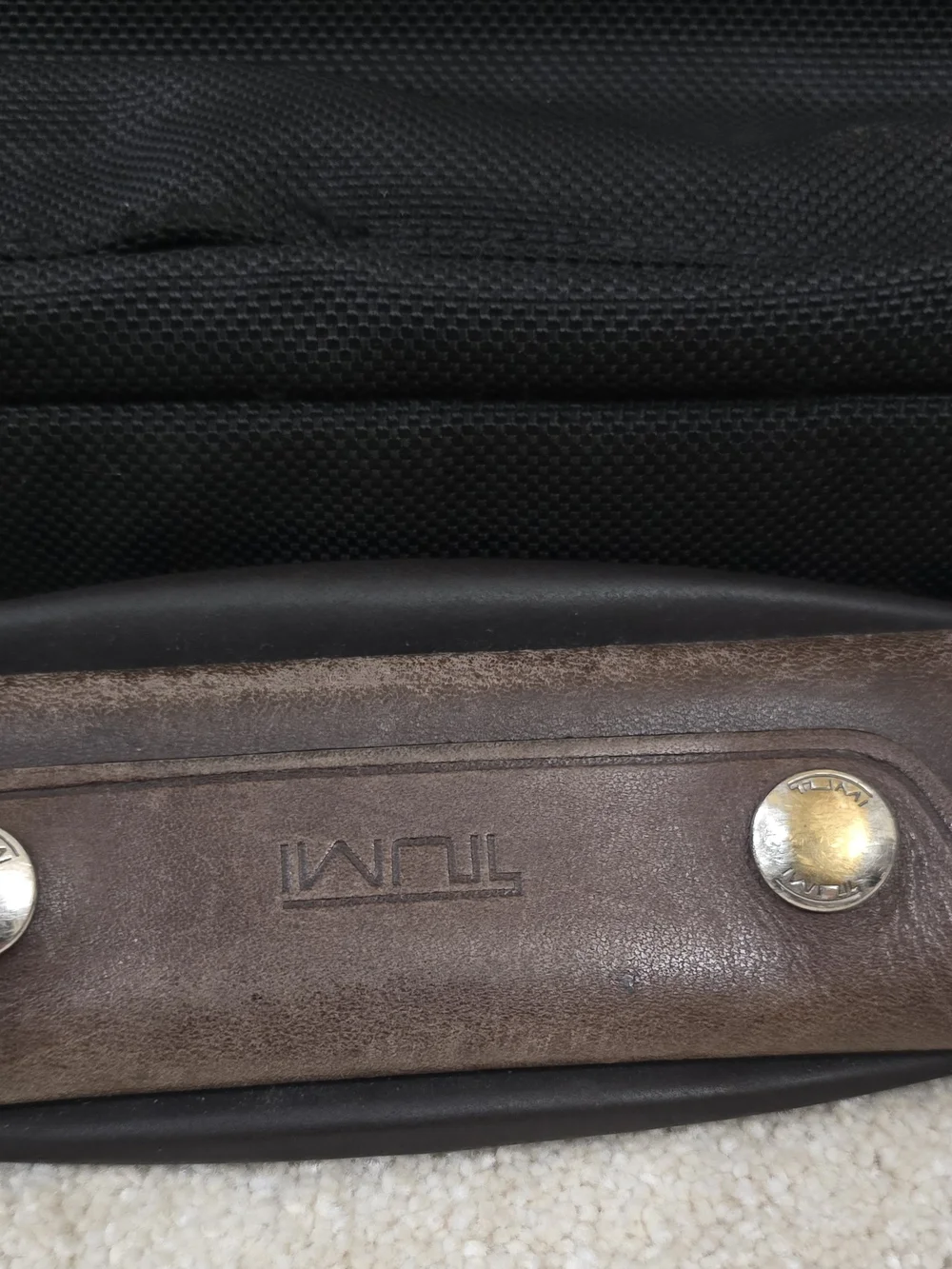 Tumi Black and Brown Travel Brief with Leather Trim